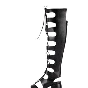 Jeffrey Campbell Black Gladiator Knee-High Boots New